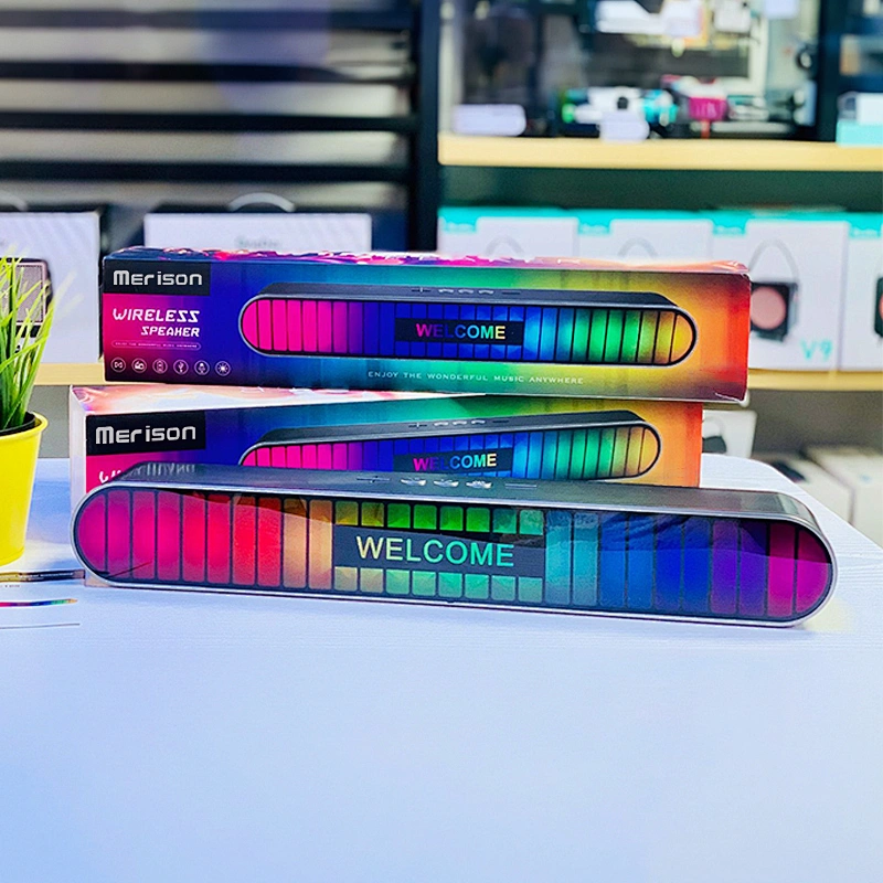 Wholesale New Colorful Sound Control Bluetooth Wireless Speaker Ambience Rhythm Light Soundbar Subwoofer Speakers