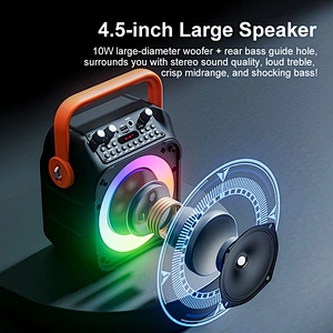 Custom Logo Portable Speaker Large Capacity Battery RGB Lights Wireless Karaoke Subwoofer Speaker With Wireless Microphone