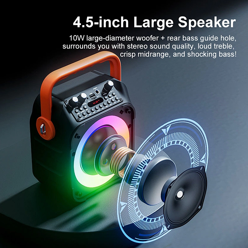 Custom Logo Portable Speaker Large Capacity Battery RGB Lights Wireless Karaoke Subwoofer Speaker With Wireless Microphone