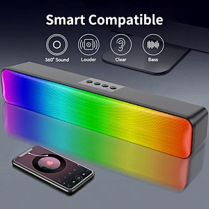 High Quality Low Price Desktop multiple RGB lighting Soundbar Bluetooth Wireless 40mm Double Speakers System