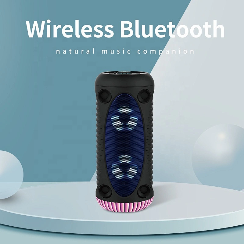 outdoor small karaoke round tower bluetooth speaker with led light private