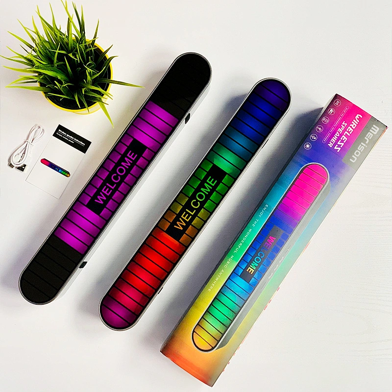 Wholesale New Colorful Sound Control Bluetooth Wireless Speaker Ambience Rhythm Light Soundbar Subwoofer Speakers