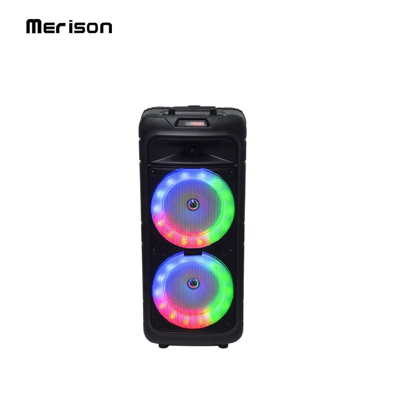 24W rechargeable  LED colorful flashing light party dj speakers trolley outdoor portable karaoke speaker with mic