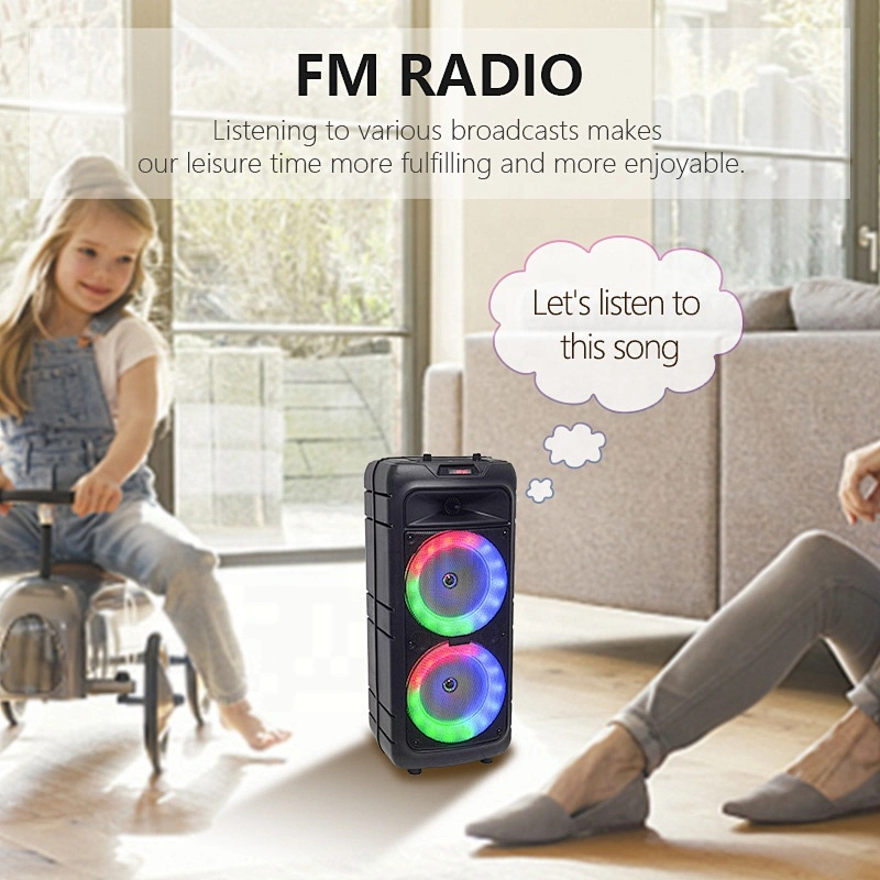 24W rechargeable  LED colorful flashing light party dj speakers trolley outdoor portable karaoke speaker with mic
