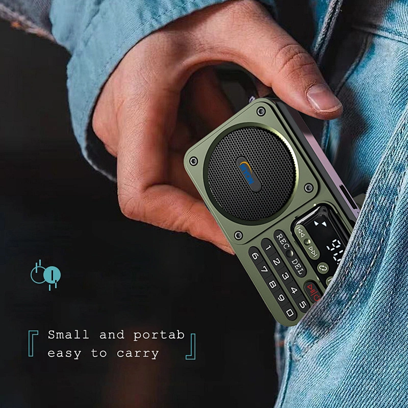 3W Small Portable Rechargeable Woofer Stereo earphone Digital Pocket Home Radio With Bluetooth