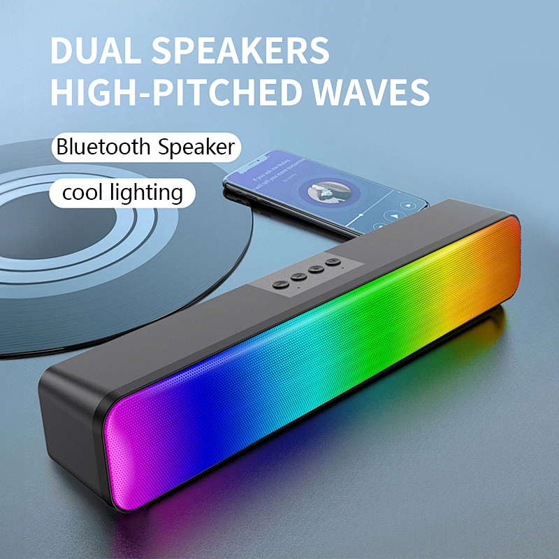 High Quality Low Price Desktop multiple RGB lighting Soundbar Bluetooth Wireless 40mm Double Speakers System