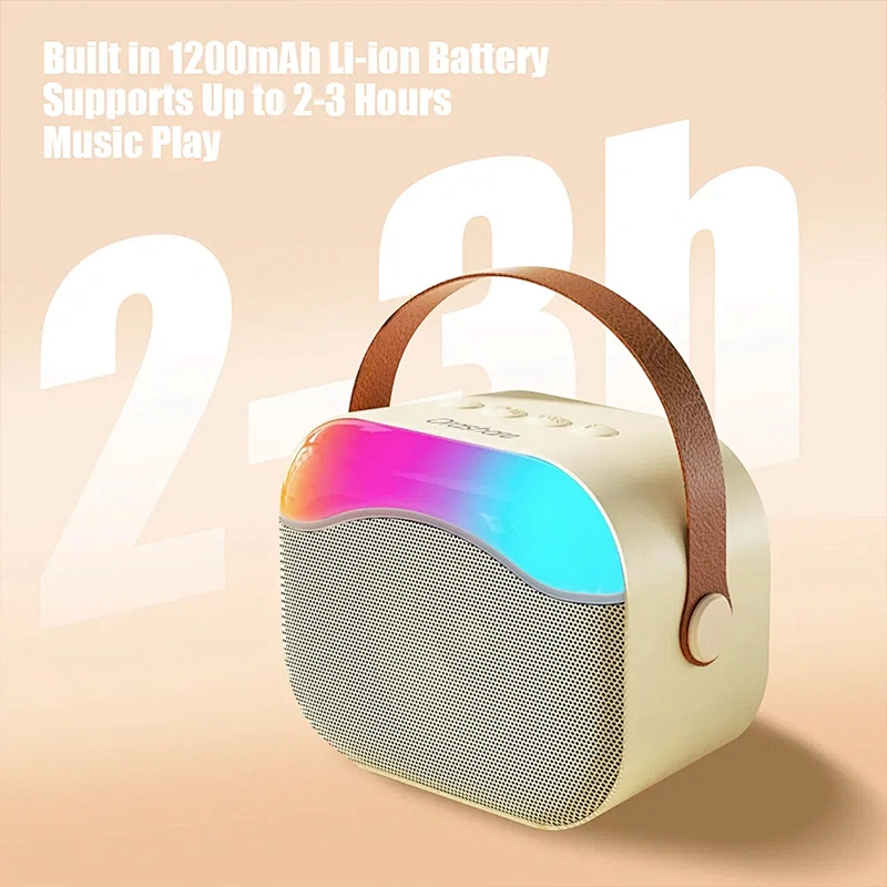 Merison Family KTV Bluetooth Bass Speaker LED Colorful Light Wireless Outdoor Portable Mini Speaker with Microphone