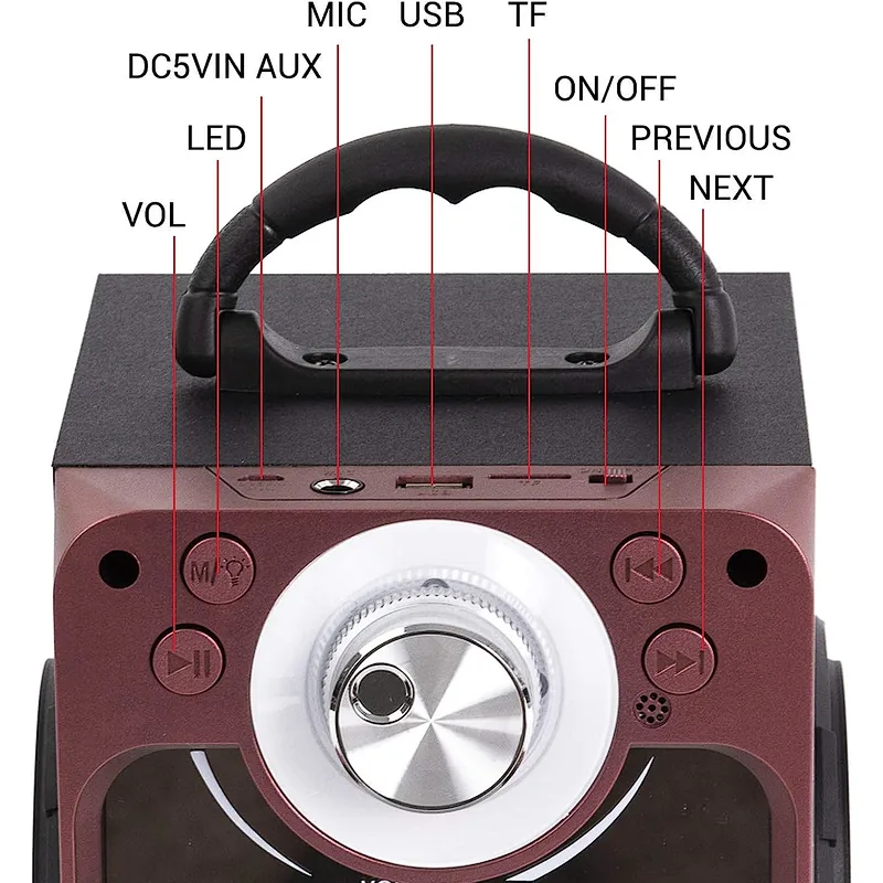 Portable Bluetooth Speaker with Subwoofer Rich Bass Wireless Stereo Outdoor Indoor PA Speakers