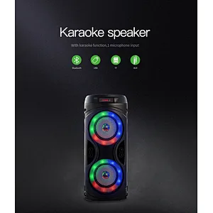 Household Dual Microphone Karaoke Outdoor KTV Party True Wireless TWS Bluetooth Speaker