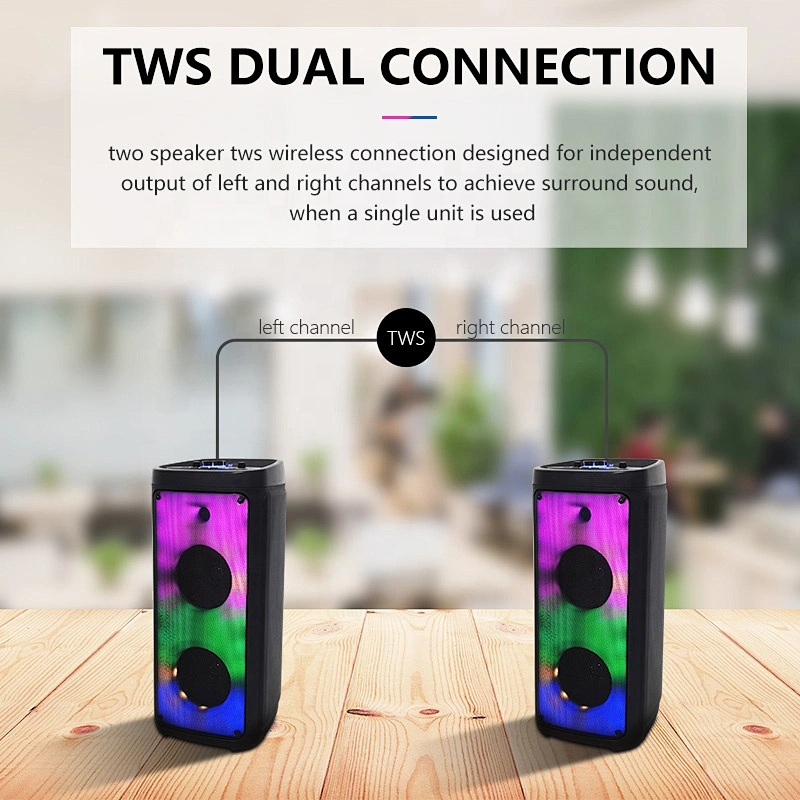 ibastek Double 8 inch 30W Home Karaoke DJ Party Woofer Subwoofer Bluetooth Speaker Light With Wireless Mic