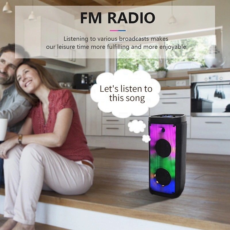 ibastek Double 8 inch 30W Home Karaoke DJ Party Woofer Subwoofer Bluetooth Speaker Light With Wireless Mic