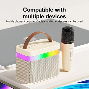 2023 Latest Outdoor Party Speaker LED Lights Mini Bluetooths Speaker Portable With Microphone