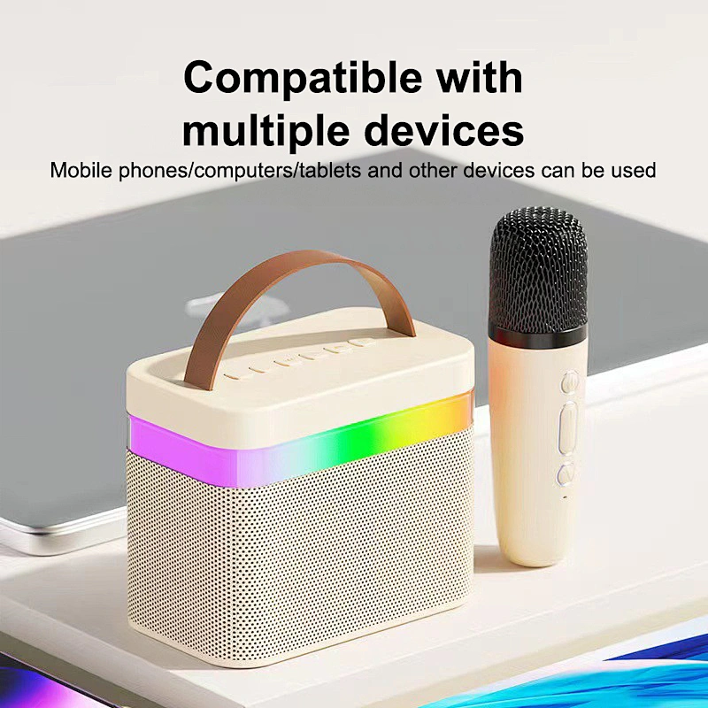 2023 Latest Outdoor Party Speaker LED Lights Mini Bluetooths Speaker Portable With Microphone
