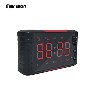 portable 5W desktop alarm clock display bluetooth wireless speaker with USB FM