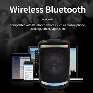ibastek portable plastic trolley woofer dj wireless stereo bluetooth speaker