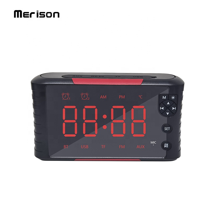 portable 5W desktop alarm clock display bluetooth wireless speaker with USB FM