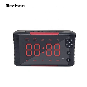 portable 5W desktop alarm clock display bluetooth wireless speaker with USB FM