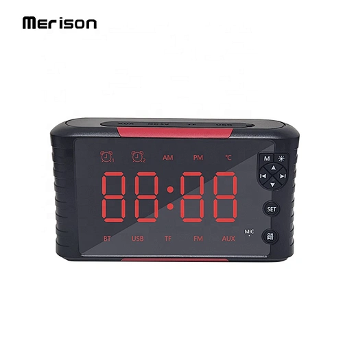 portable 5W desktop alarm clock display bluetooth wireless speaker with USB FM
