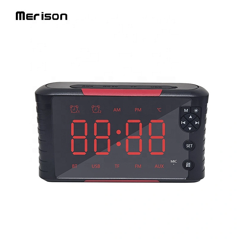 portable 5W desktop alarm clock display bluetooth wireless speaker with USB FM