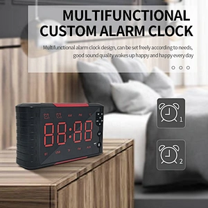 portable 5W desktop alarm clock display bluetooth wireless speaker with USB FM