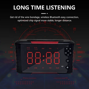 portable 5W desktop alarm clock display bluetooth wireless speaker with USB FM