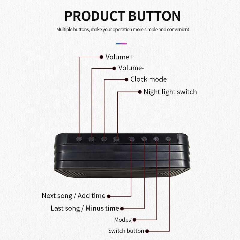 3W alarm clock bluetooth wireless speaker with screen