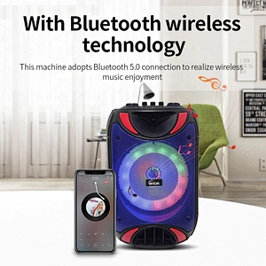 Black 8 inches Bocinas Karaoke Bluetooth Wireless MP3 Subwoofer Portable Trolley Speaker For Party Fun
