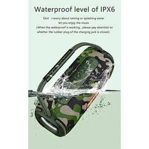 Camouflage 20w IPX6 Waterproof Portable Music Parlante Bluetooth Stereo Loud Speaker Outdoor Wireless With LED Light