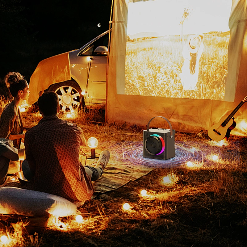 High Power Disco Light Portable Wireless Speaker Outdoor Karaoke Party Led Light Speaker With 2pcs Microphone