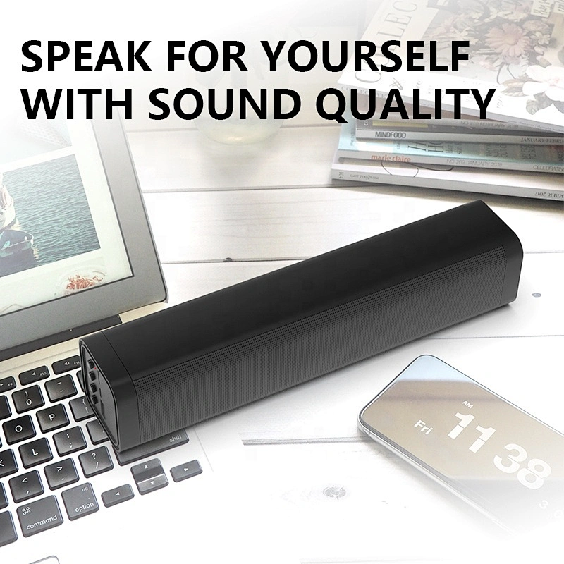 black wireless tv subwoofer home theater rechargeable battery aux usb speaker with microphone