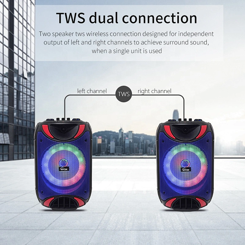 Black 8 inches Bocinas Karaoke Bluetooth Wireless MP3 Subwoofer Portable Trolley Speaker For Party Fun