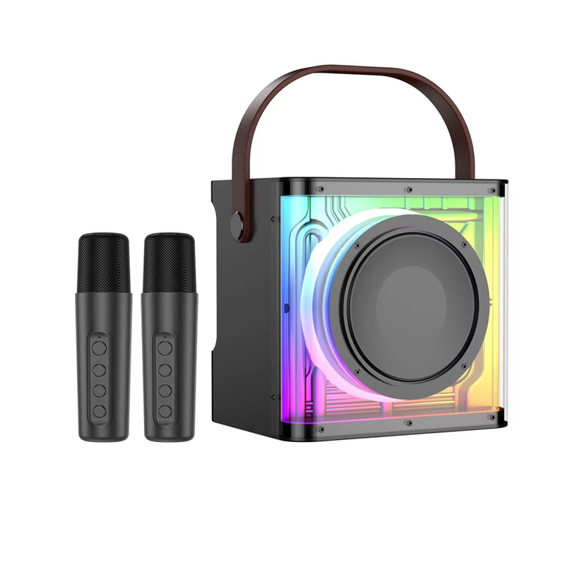 High Power Disco Light Portable Wireless Speaker Outdoor Karaoke Party Led Light Speaker With 2pcs Microphone