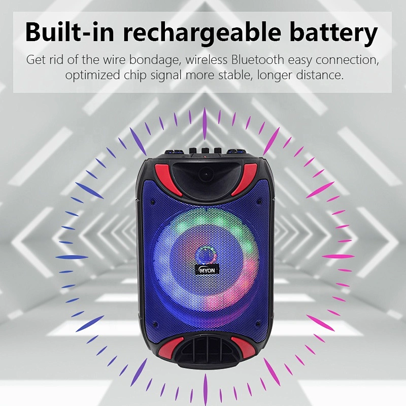 Black 8 inches Bocinas Karaoke Bluetooth Wireless MP3 Subwoofer Portable Trolley Speaker For Party Fun