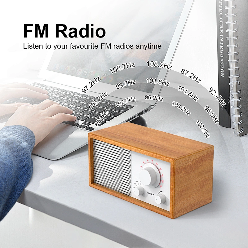 2024 Portable BT Portable Mini Speaker Bass Loud Sound Hifi Music Bluetooth 2 Inch Wooden Outdoor Portable Speaker Active TWS