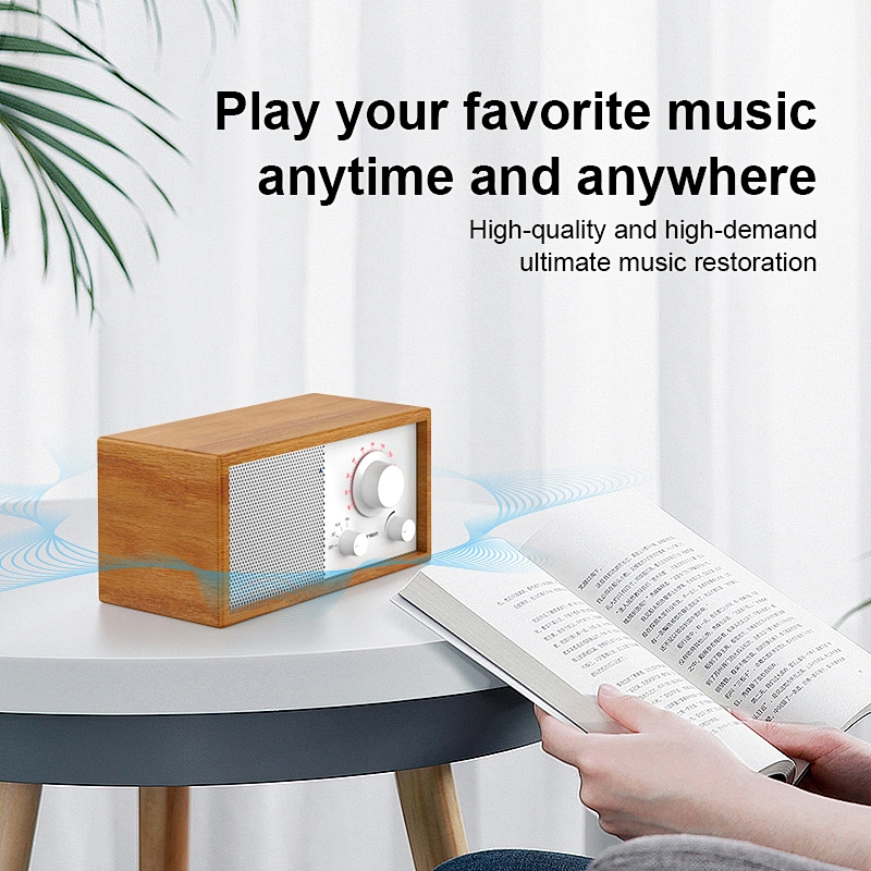 2024 Portable BT Portable Mini Speaker Bass Loud Sound Hifi Music Bluetooth 2 Inch Wooden Outdoor Portable Speaker Active TWS