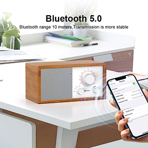 2024 Portable BT Portable Mini Speaker Bass Loud Sound Hifi Music Bluetooth 2 Inch Wooden Outdoor Portable Speaker Active TWS