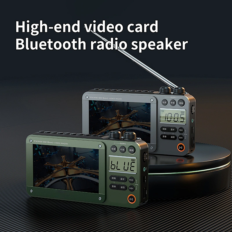 Portable 4.3 inch LCD Screen Radio Multi-band HF AM Built-in Rechargeable  Battery FM Bluetooth Radio Speaker