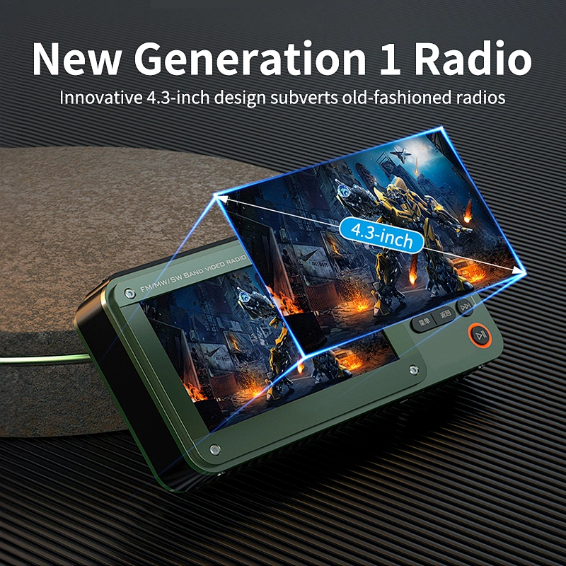 Portable 4.3 inch LCD Screen Radio Multi-band HF AM Built-in Rechargeable  Battery FM Bluetooth Radio Speaker