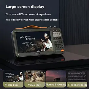 Portable FM/MW/SW Radio Big 7-inch LED Display Radio Wireless Bluetooth Speaker Dual TF Card Slot MP4 Music Player Video E-books