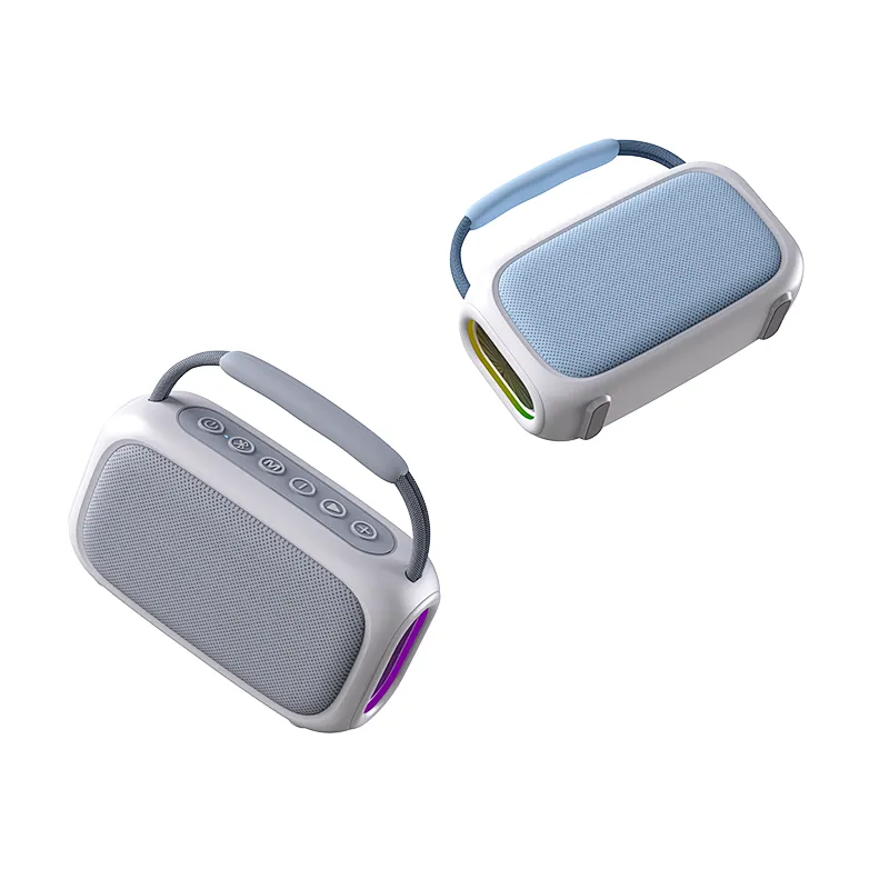 OEM New Karaoke Bluetooth Portable Speaker 20W Dual BT Wireless Microphone Fabric Colorful LED Lights Computer Mobile Phone