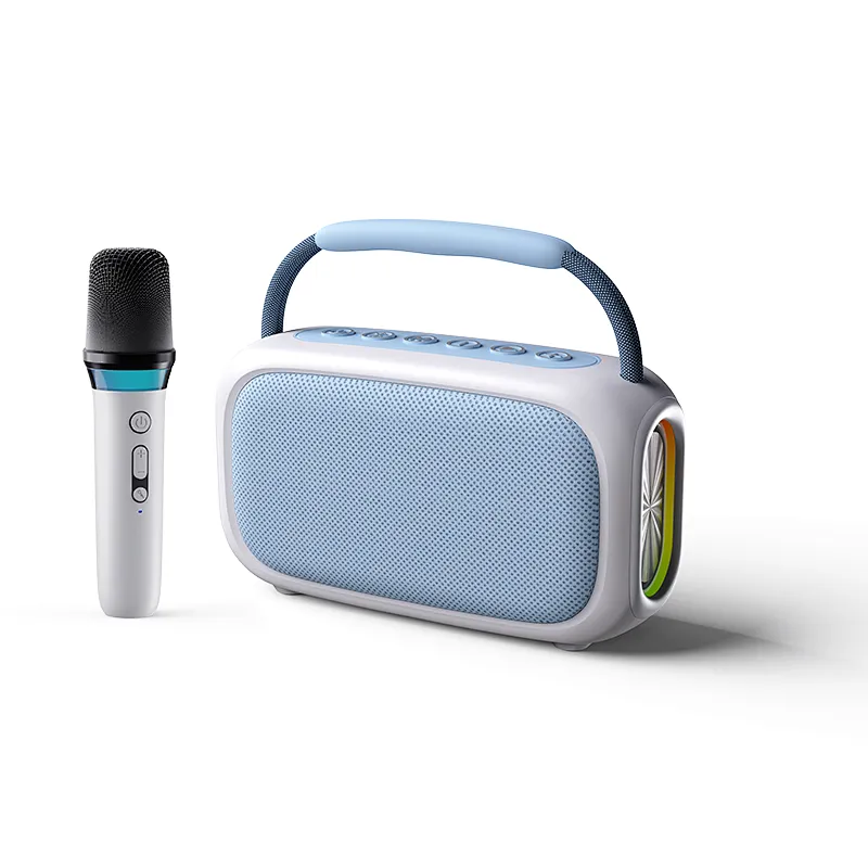 OEM New Karaoke Bluetooth Portable Speaker 20W Dual BT Wireless Microphone Fabric Colorful LED Lights Computer Mobile Phone