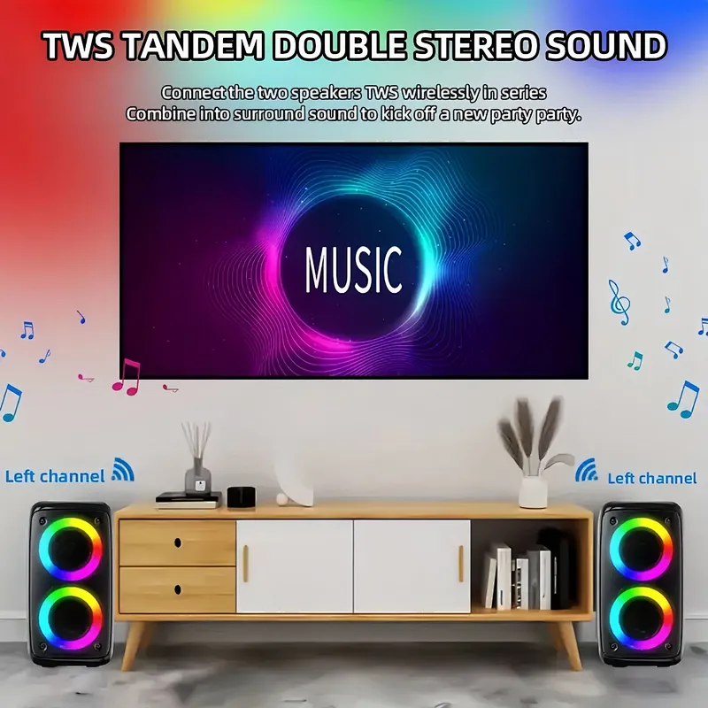 OEM High Power RGB LED Lighting Bluetooth Wireless Speaker Best Selling USB Home Karaoke Speaker Aux Communication for Parties