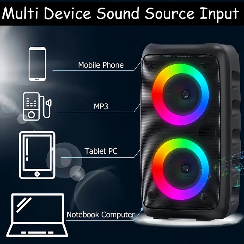 OEM High Power RGB LED Lighting Bluetooth Wireless Speaker Best Selling USB Home Karaoke Speaker Aux Communication for Parties