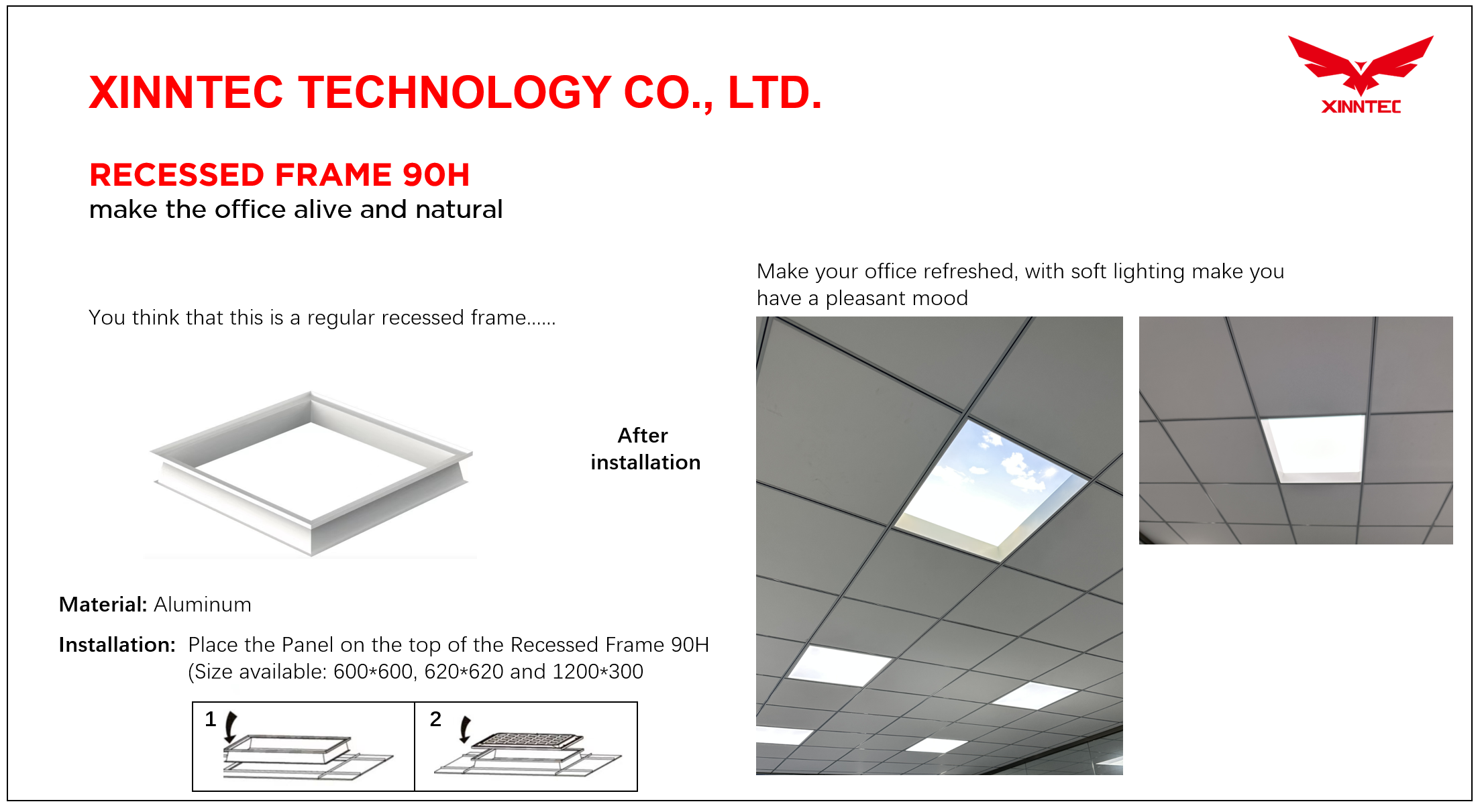 Recessed panel light install fittings