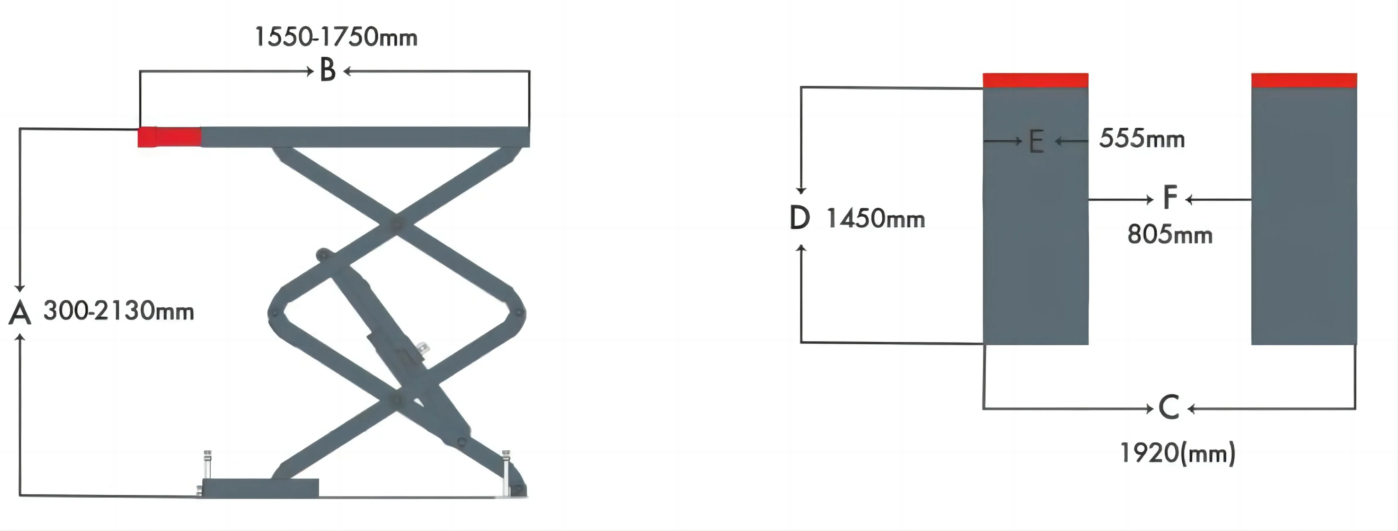 Underground Scissor lift Overall Dimension