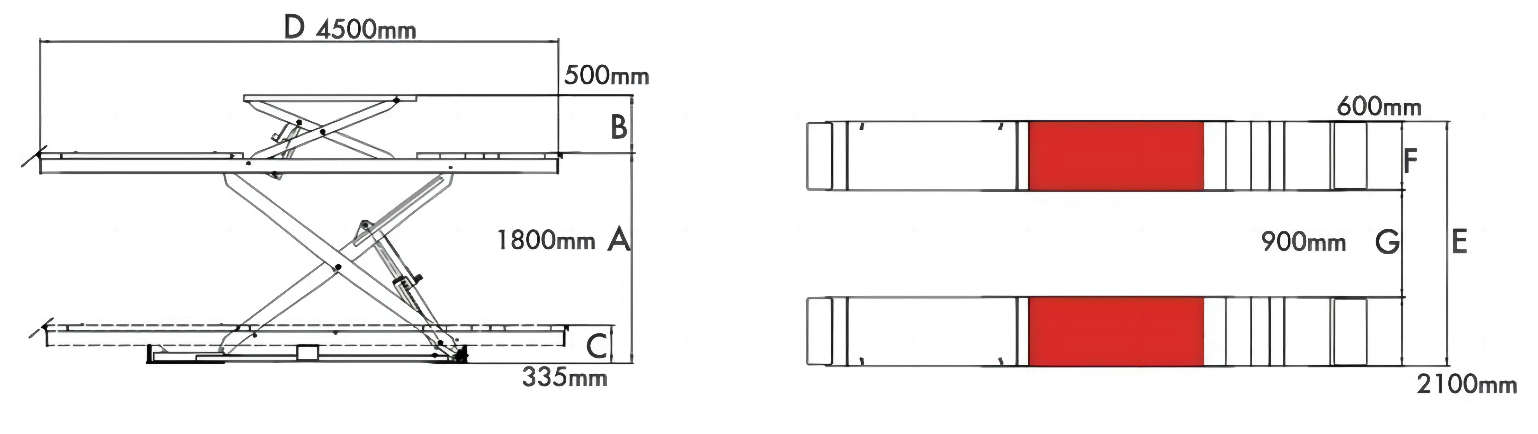 4T Scissor lift Overall Dimension