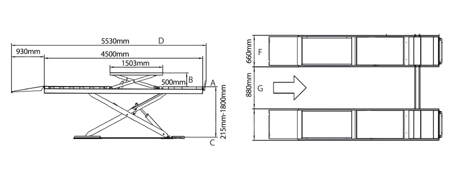 4T Scissor lift Overall Dimension