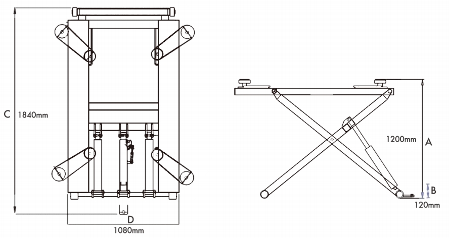 Portable Scissor lift Overall Dimension