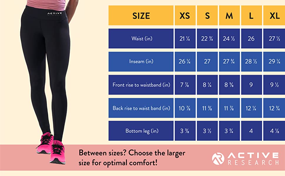 Size chart: XS-XL. Choose the larger size for optimal comfort