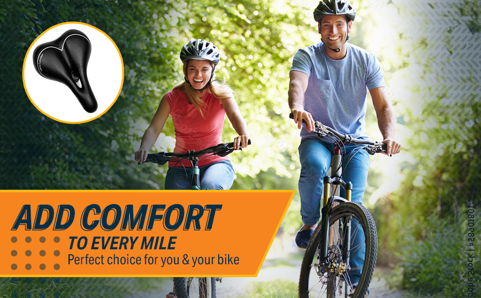 Add comfort to every mile. Perfect choice for you and your bike. Man & woman bike riding
